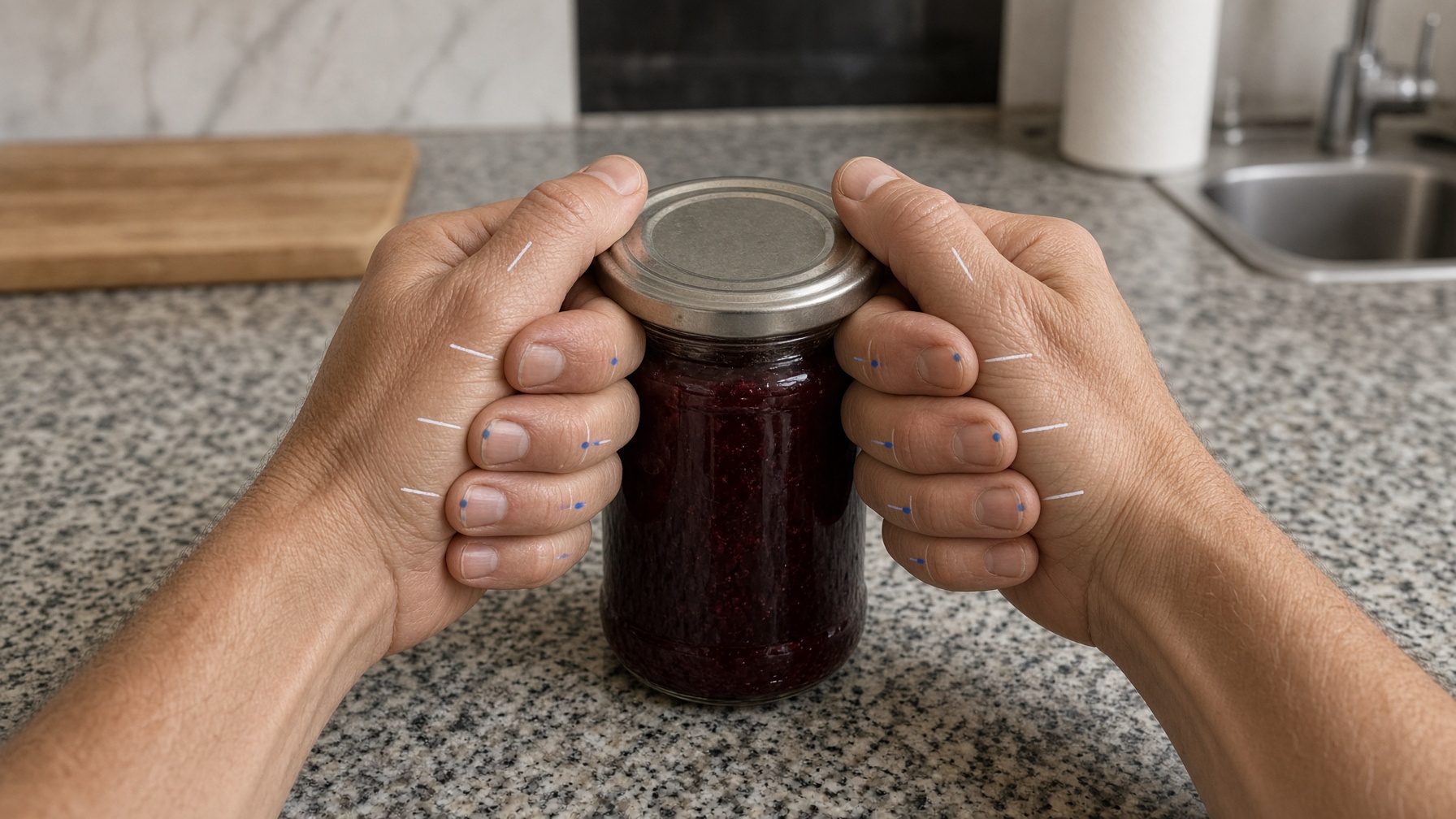 Twist a jar lid.