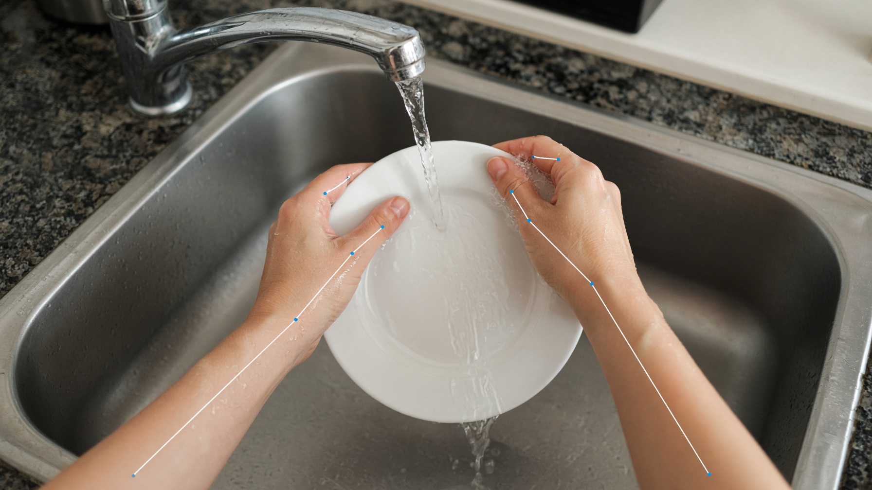 Wash a plate.